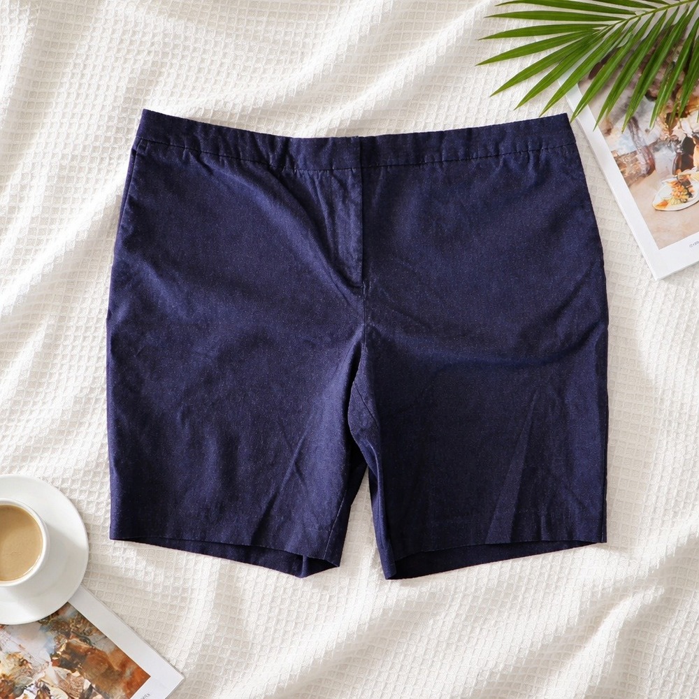 Mario‎ Serrani Italy 16 Womens Navy Blue Tailored Bermuda Shorts Stretch